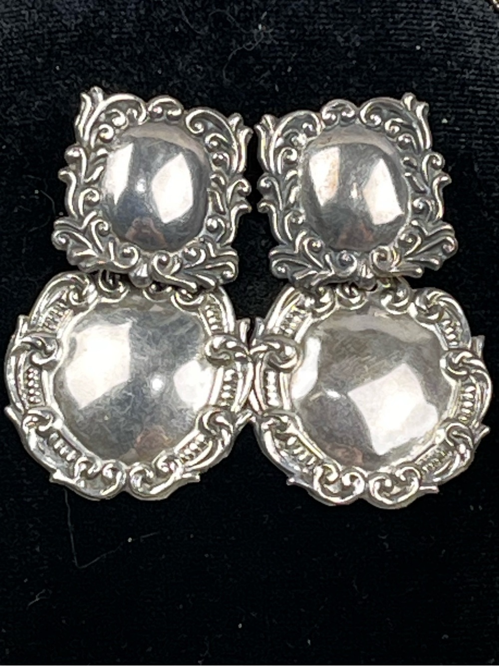 Vintage Clip On Luggage Tag Earrings Sterling Silver Light Weight